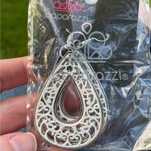 Paparazzi, drop anchor white earrings